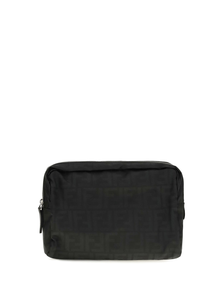 Fendi Ff Zucca Fabric Beauty Case — Black Polyester Travel Wallets