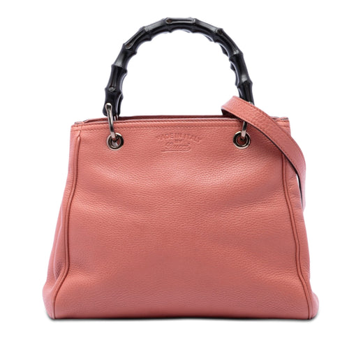 Small Calfskin Bamboo Shopper Satchel - Image 1