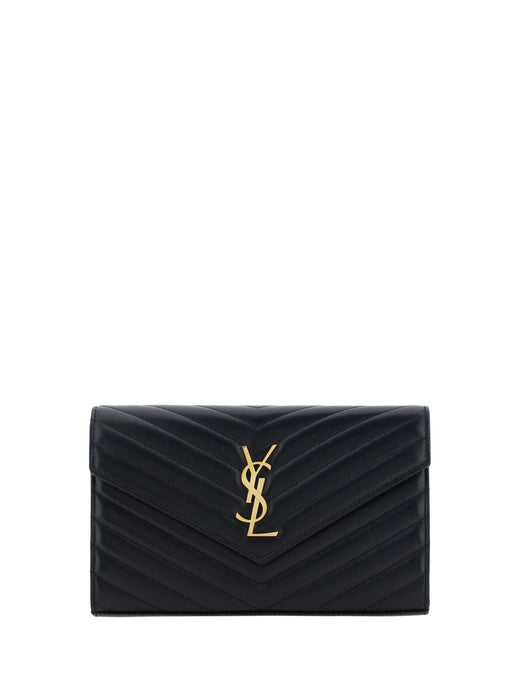 Saint Laurent Monogram Matelassé Leather Wallet — Black Lamb Ovis Aries