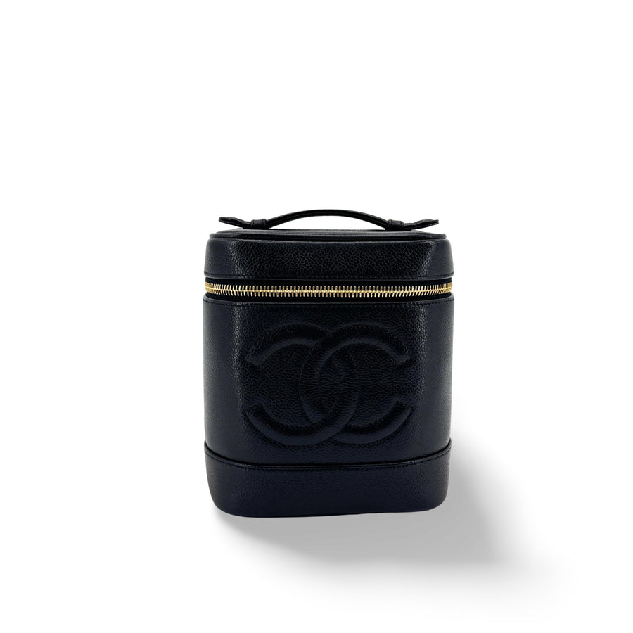 Chanel Vintage Timeless Cosmetic Case Caviar Black Leather Bag