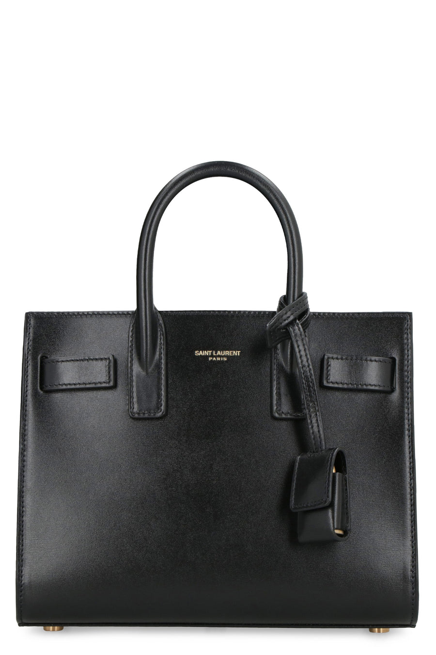 Saint Laurent Top Handle Bag — Black Calf Leather