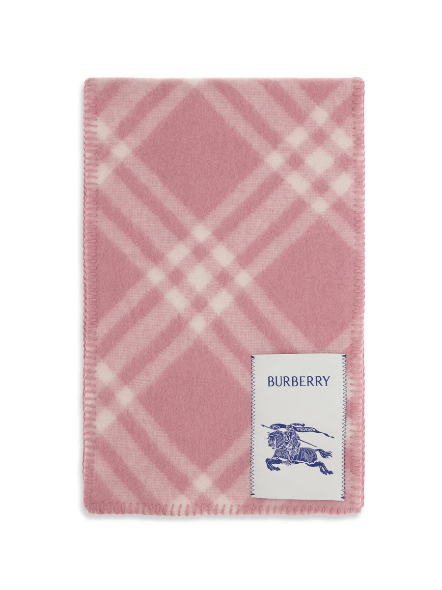 Burberry Check Scarf — Pink Merino Wool Ovis Aries Scarfs