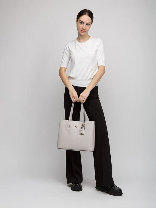 Guess Meridian Ii Girlfriend Tote Bag — Ivory Polyurethane
