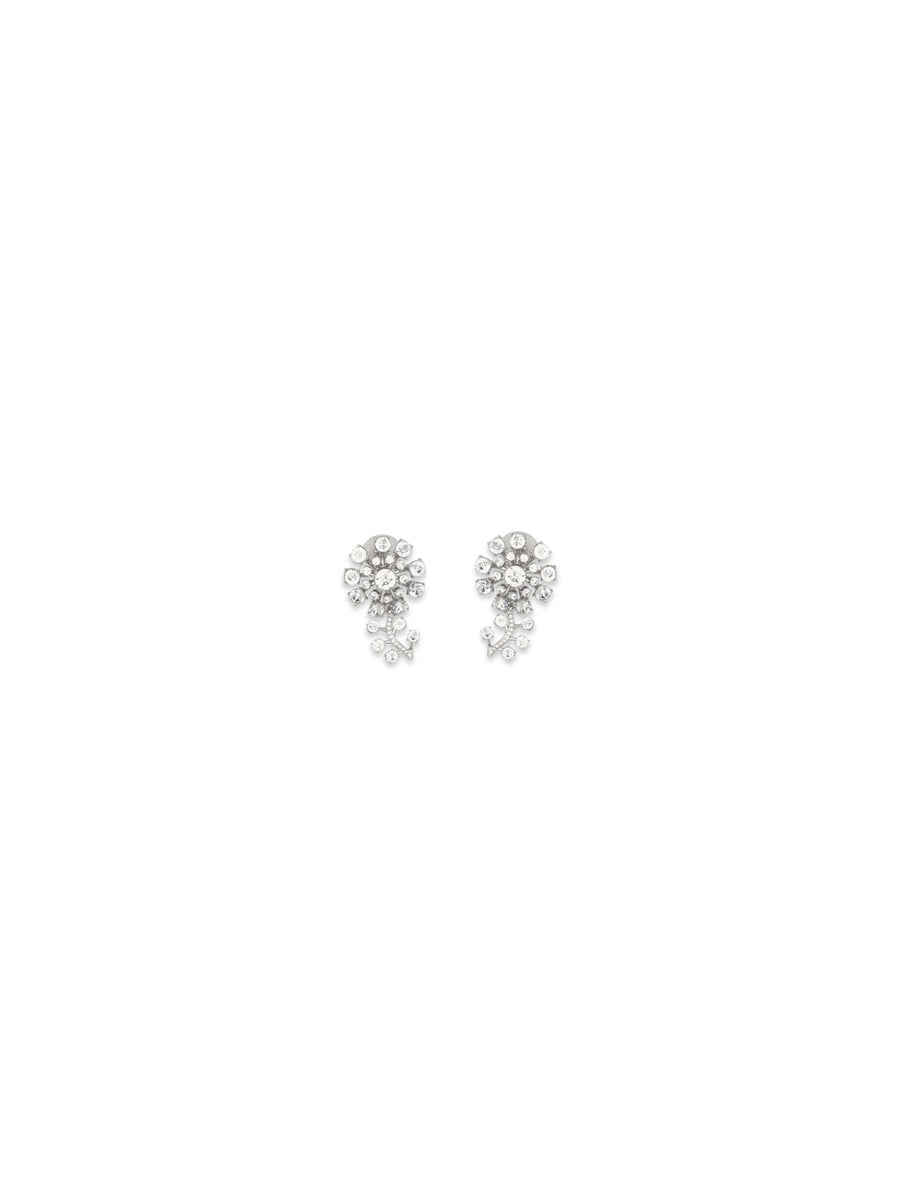 Self-Portrait Crystal Flower Earrings — Silver Brass