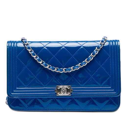 Quilted Patent Boy Wallet on Chain - Image 1