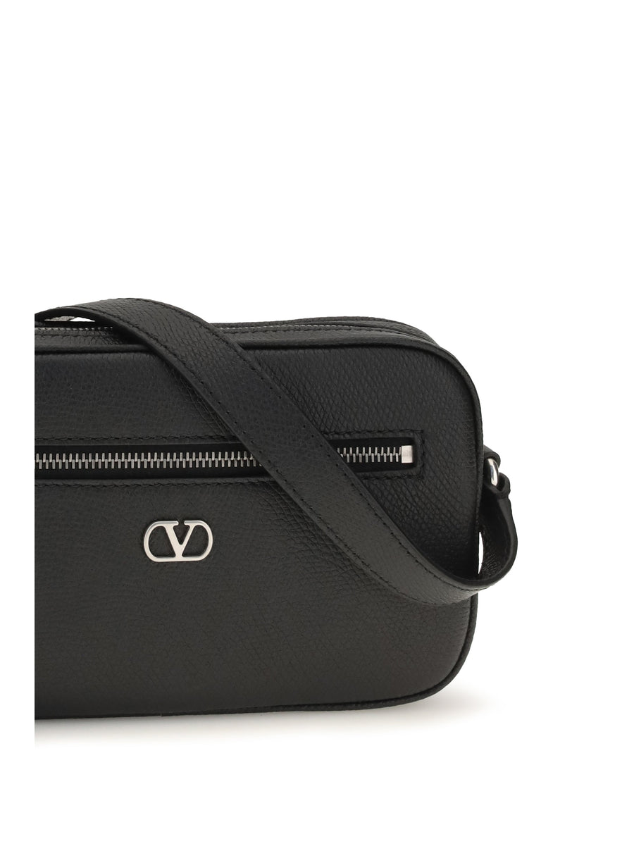 Valentino Garavani Grained Calf Leather Crossbody Bag — Black