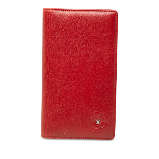 CC Camellia Embossed Leather Long Wallet - Image 1