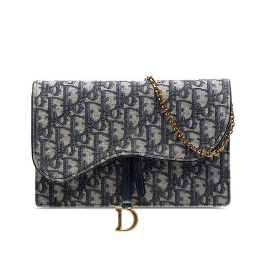 Oblique Canvas Saddle Pouch Wallet on Chain - Image 1