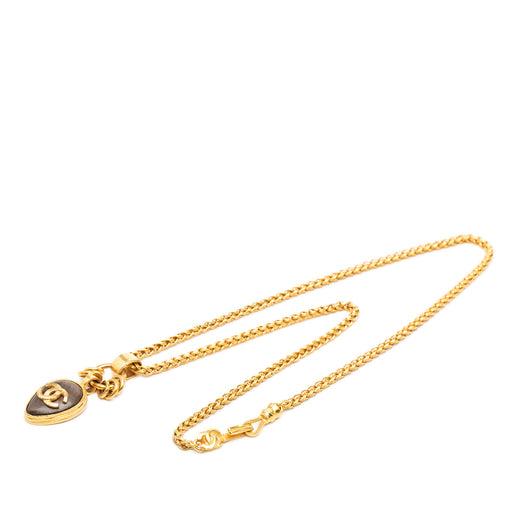CC Gold Plated Stone Oval Pendant Necklace - Image 1