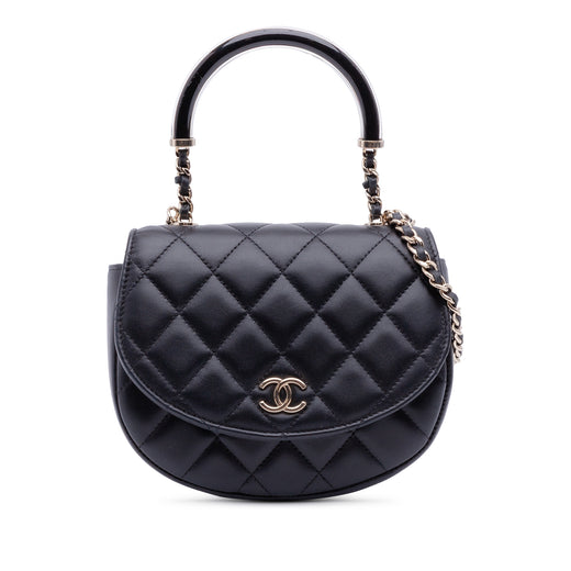 CC Quilted Lambskin Half Moon Top Handle Flap - Image 1