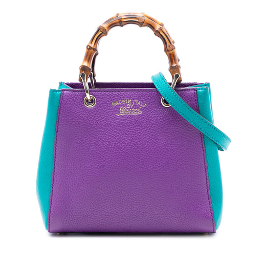 Mini Bicolor Calfskin Bamboo Shopper Satchel - Image 1