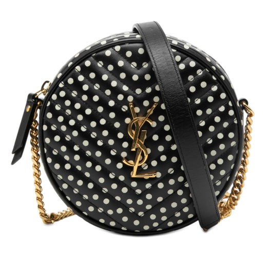 Chevron Calfskin Polka Dot Round Vinyle Camera Bag - Image 1