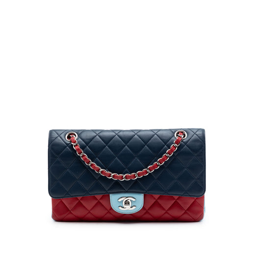 Medium Classic Tricolor Lambskin Double Flap - Image 1