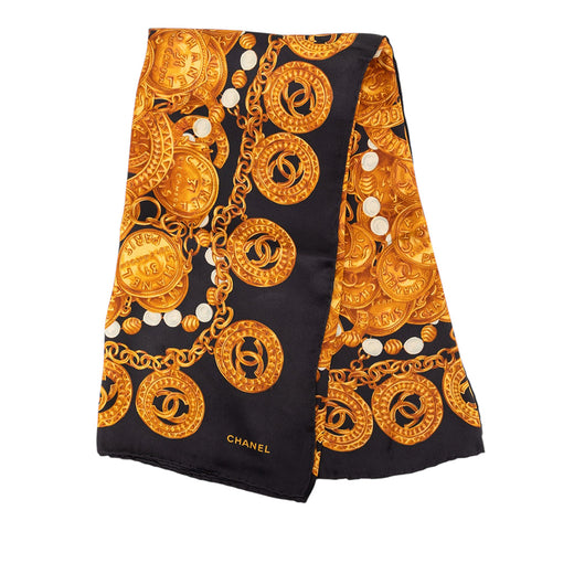 CC Medallion Chain Printed Silk Scarf - Image 1