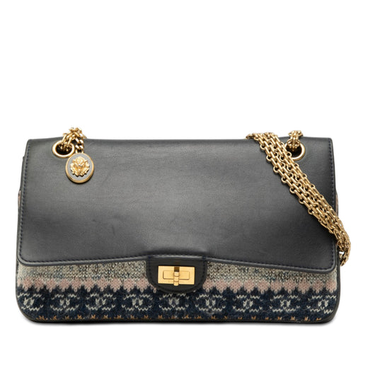 Smooth Calfskin and Knit Reissue 2.55 Medallion Nude Double Flap 226 - Image 1