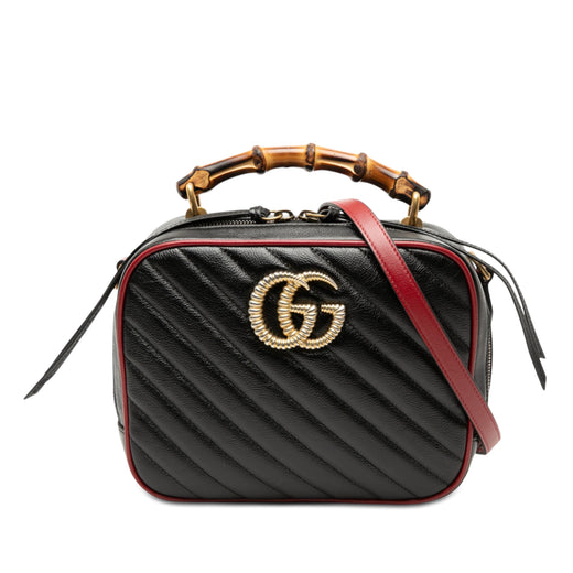 Small GG Marmont Matelasse Diagonal Leather Torchon Bamboo Satchel - Image 1