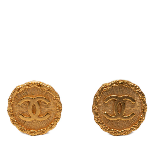 CC Gold Plated Round Clip On Earrings - Image 1