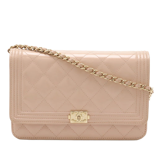 Quilted Patent Boy Wallet on Chain - Image 1