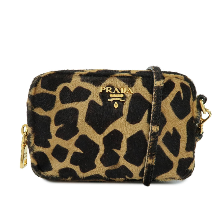Prada Camera Printed Calf Hair Brown Pony_style_calfskin Bag