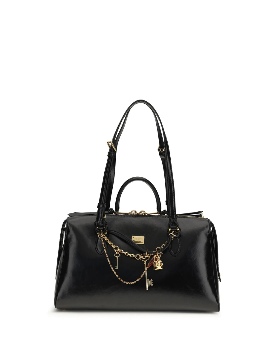 Dolce & Gabbana Vittoria Shoulder Bag — Black Calf Leather