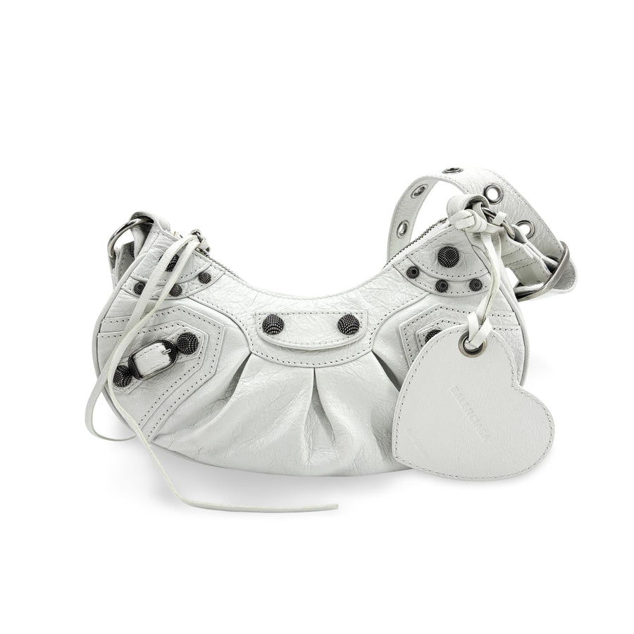 Balenciaga Le Cagole Giant Spikes Leather White Bag