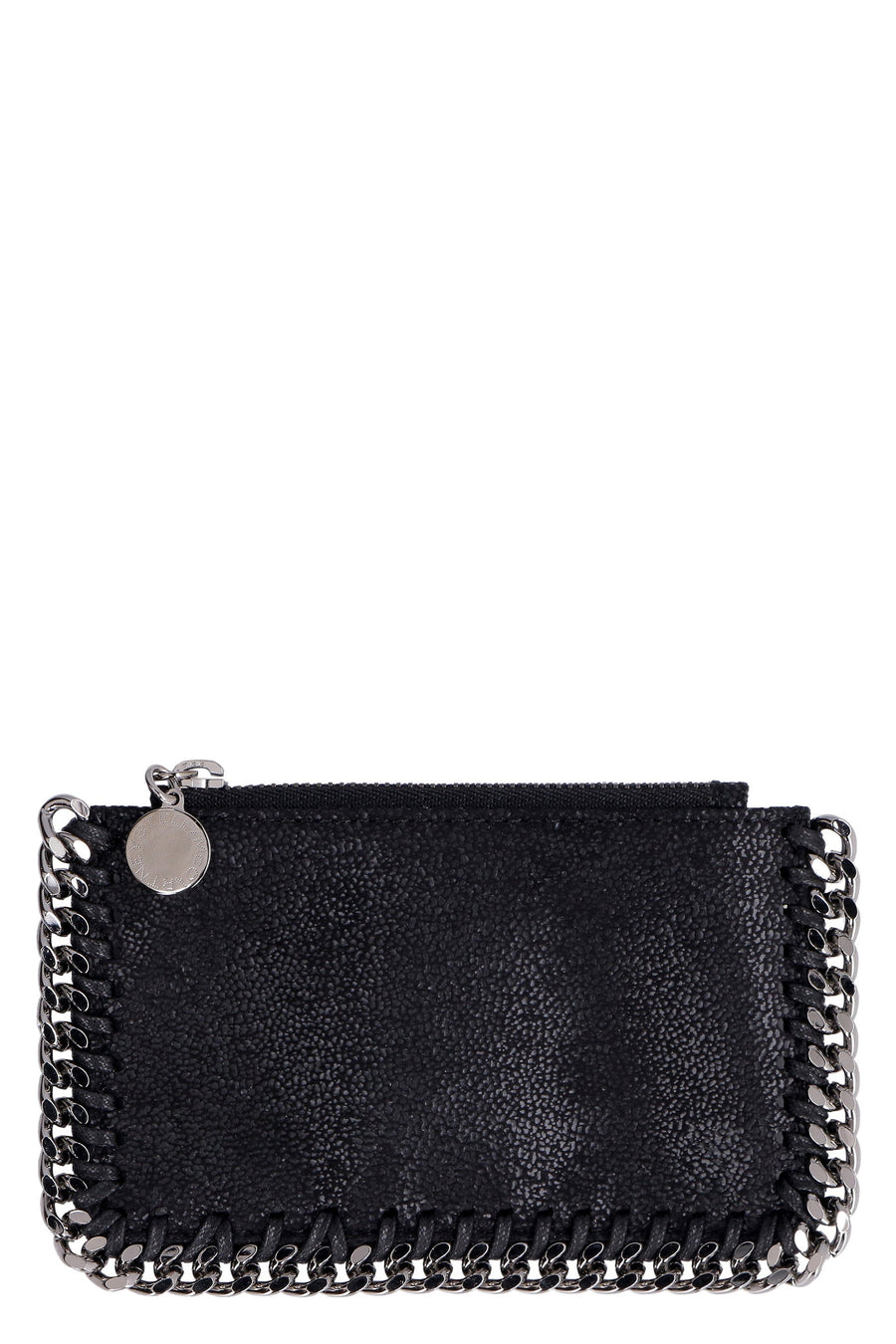 Stella Mccartney Chain-Trimmed Shaggy Deer Card Case — Black Polyester Wallets & Purses