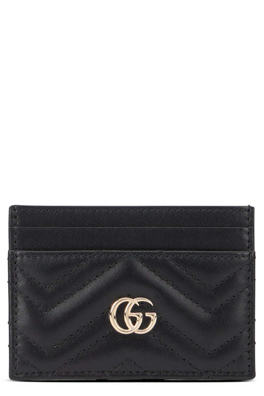 Gucci Gg Marmont Card Case — Black Calf Skin Cases