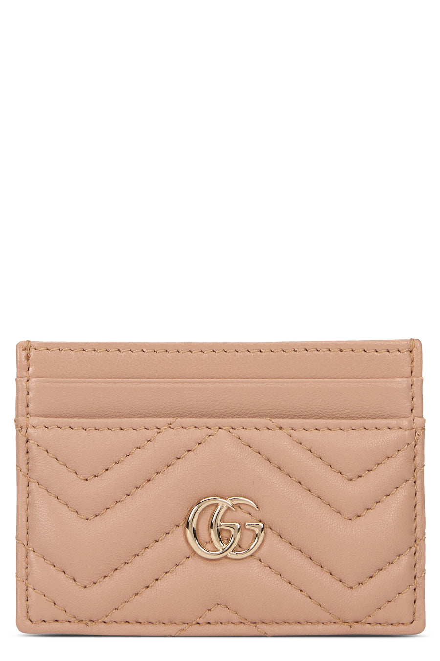Gucci Quilted Calfskin Card Case — Beige Calf Skin Wallets & Purses
