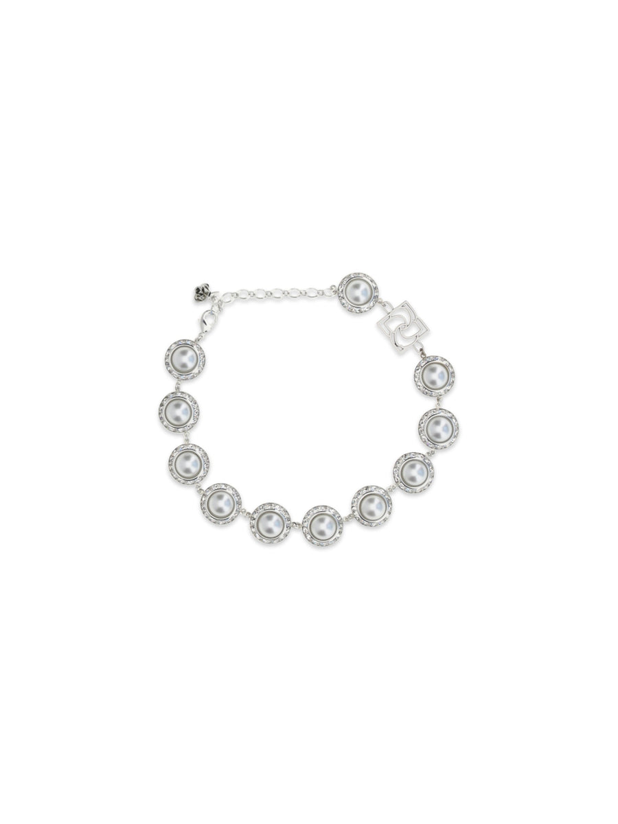 Magda Butrym Pearl And Crystal Necklace — Silver Metal Necklaces