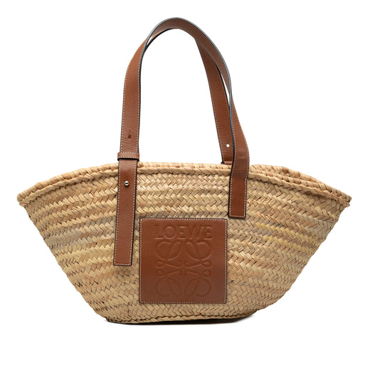 Medium Raffia Anagram Basket Tote - Image 1