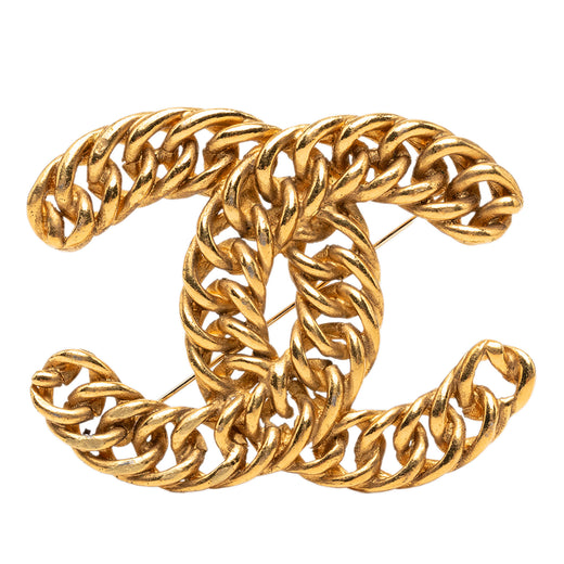 CC Gold Plated Chain Pin Brooch - Image 1