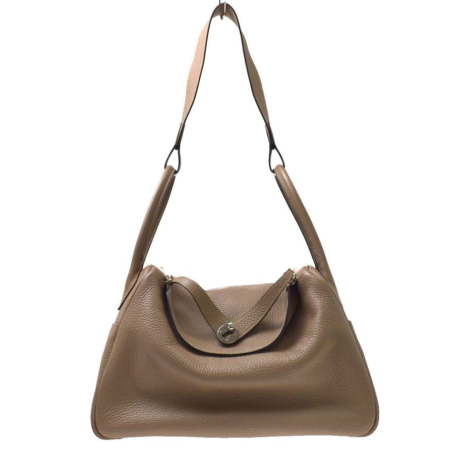 Hermes Lindy Clemence Gray Leather Bag