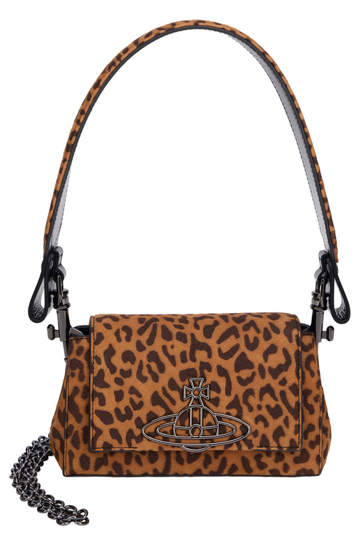 Vivienne Westwood Leopard Print Sheep Fur Shoulder Bag — Brown