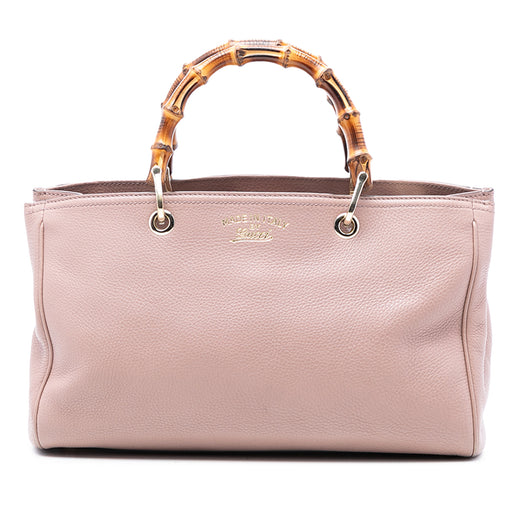 Medium Calfskin Bamboo Shopper Satchel - Image 1
