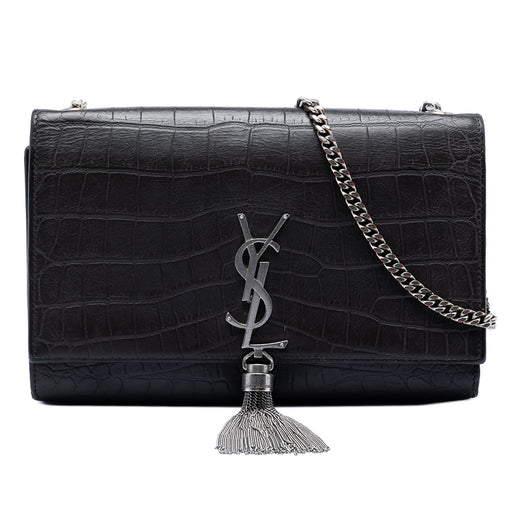 Medium Croc Embossed Leather Kate Tassel Crossbody - Image 1