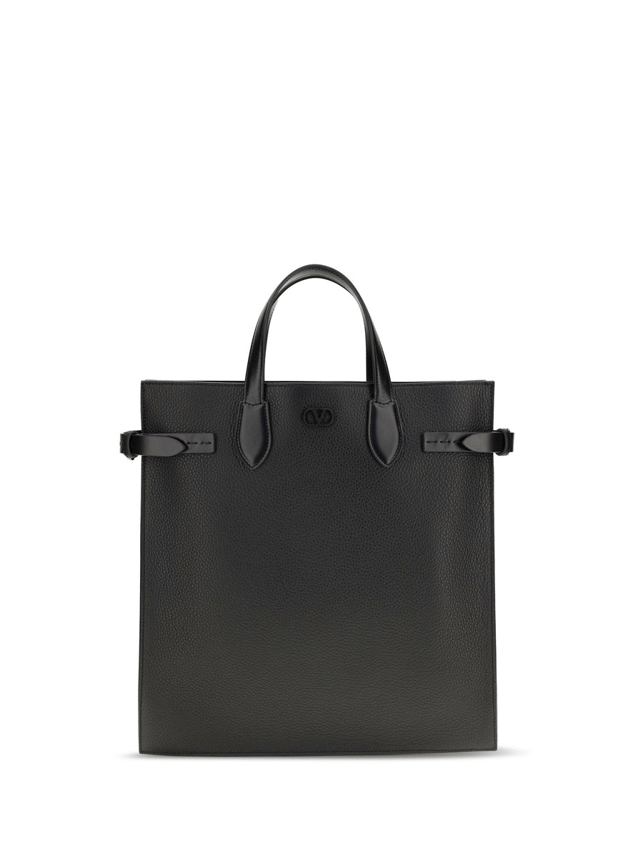 Valentino Garavani Grained Calf Leather Shoulder Bag — Black Bos Taurus