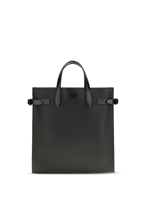 Valentino Garavani Grained Calf Leather Shoulder Bag — Black Bos Taurus