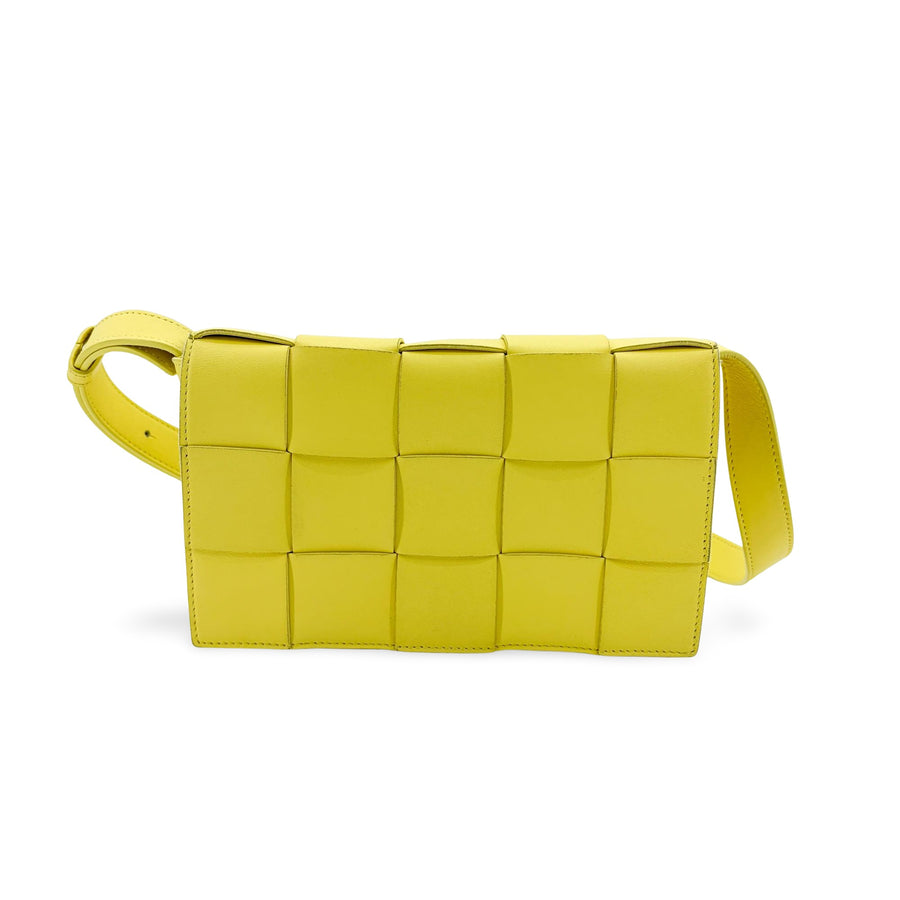 Bottega Veneta Cassette Crossbody Bag Maxi Intrecciato Leather Yellow