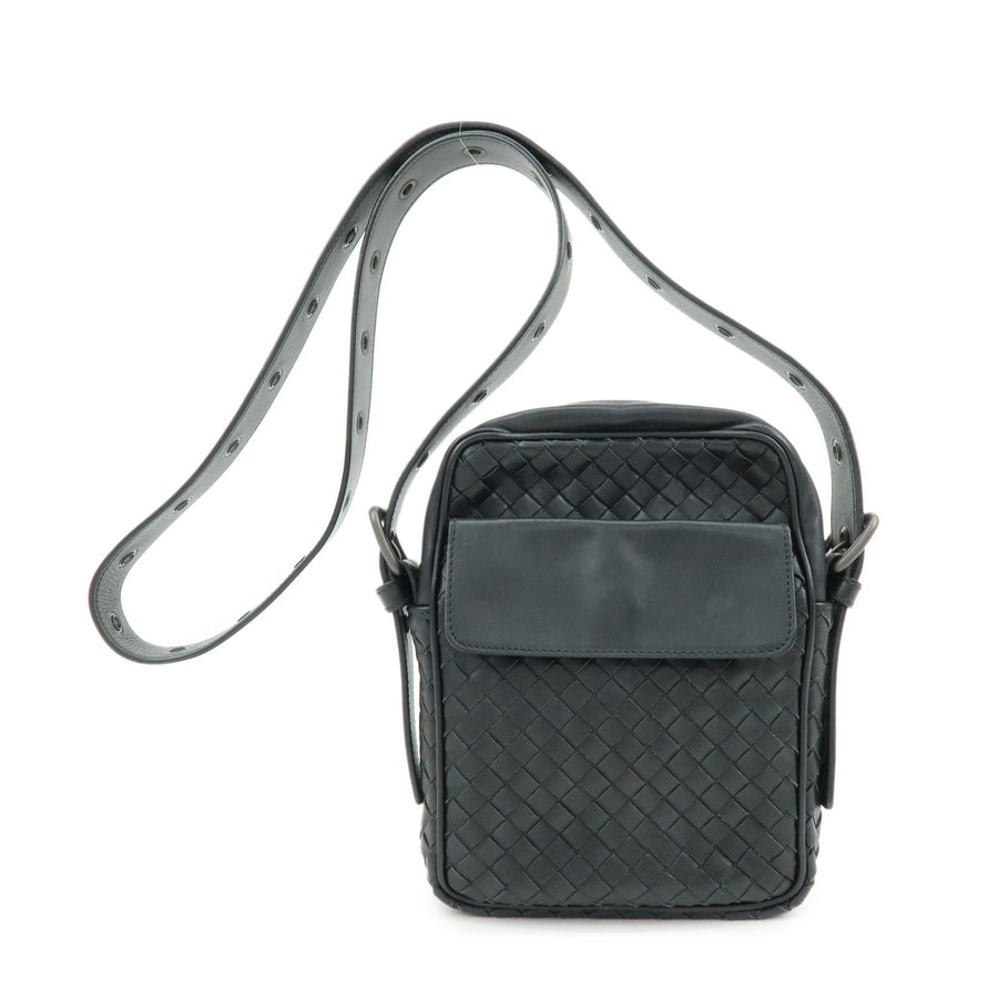 Bottega Veneta Front Pocket Messenger Intrecciato Nappa Black Leather