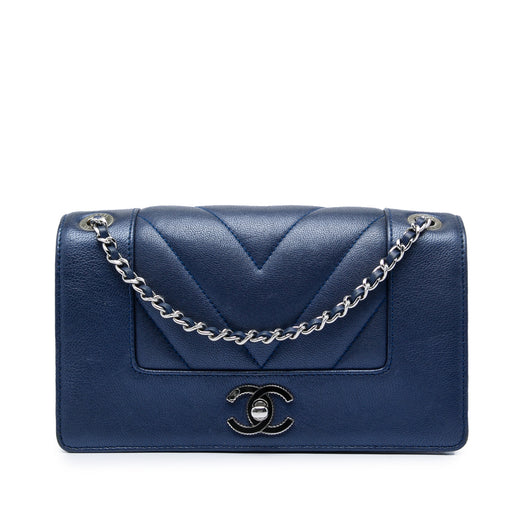 Medium Chevron Metallic Sheepskin Vintage Mademoiselle Flap - Image 1