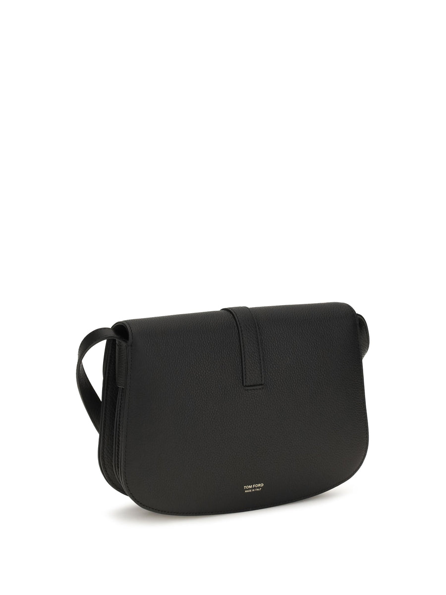 Tom Ford Grained Calf Leather Crossbody Bag — Black