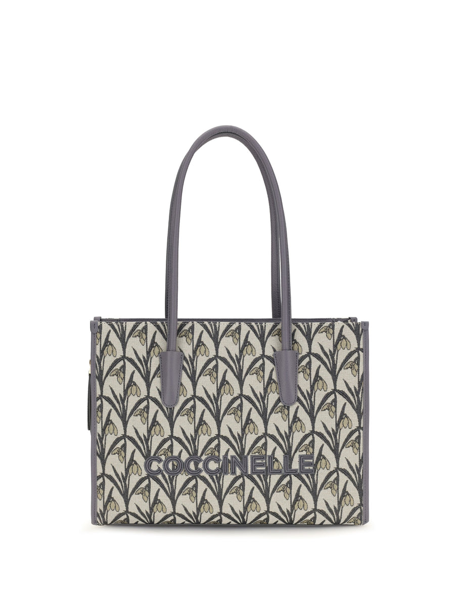 Coccinelle Jacquard Floral Tote Bag — Gray