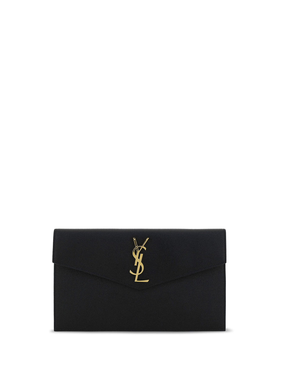 Saint Laurent Leather Clutch Wallet — Black Calf