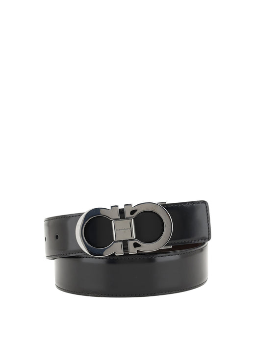 Ferragamo Gancini Belt — Black Calf Leather Bos Taurus