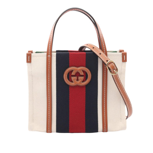 Mini Canvas Interlocking G Satchel - Image 1