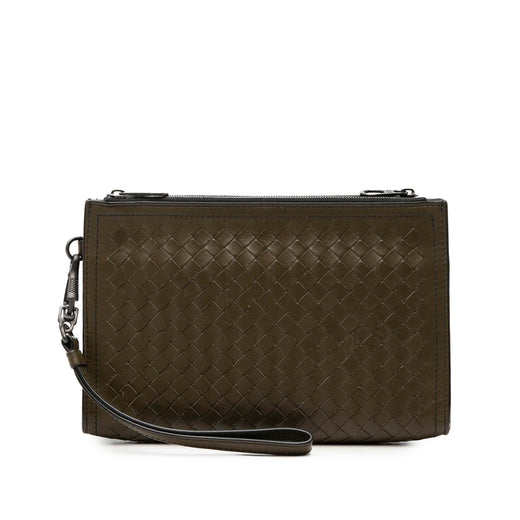 Nappa Intrecciato Double Zip Wristlet Clutch - Image 1