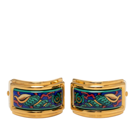 Gold Plated Enamel Cloisonne Clip On Earrings - Image 1