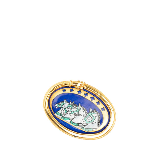 Enamel Chevaux Pin Brooch - Image 1