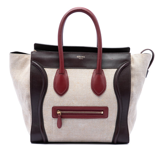Mini Tricolor Canvas and Leather Luggage Tote - Image 1
