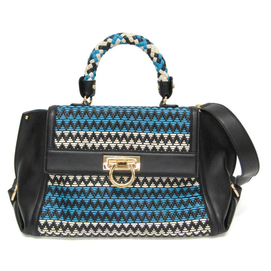 Salvatore Ferragamo Sofia Satchel Multicolor Woven Leather Multicolour